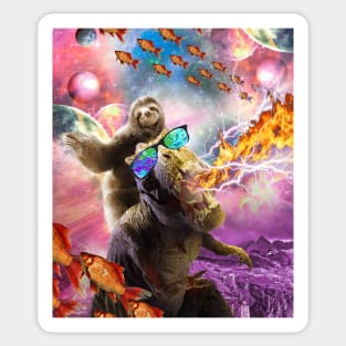 Sloth Space, Fire Lightning Breathing Dinosaur Sticker